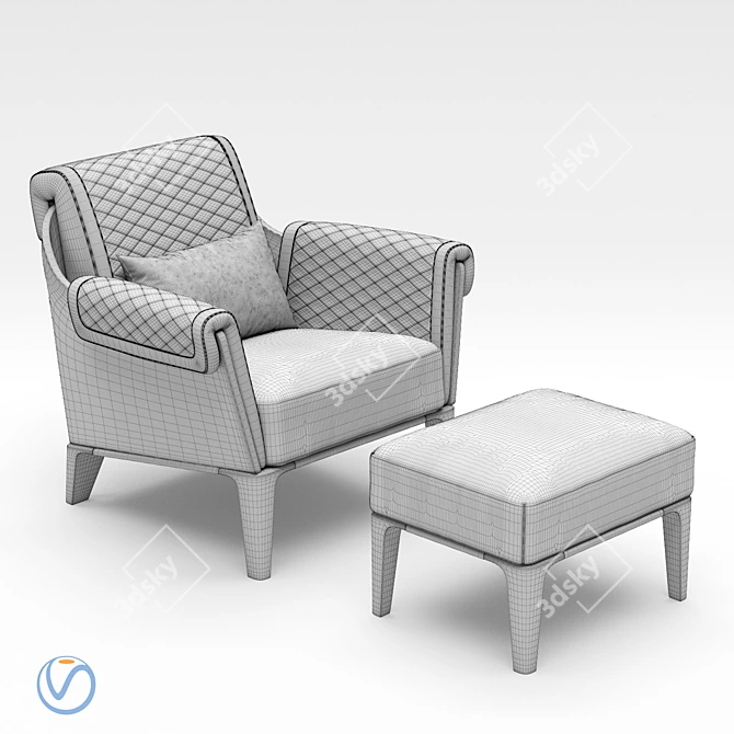 Luxury Bentley Home Sherwood Ottoman & Armchair 3D model image 3