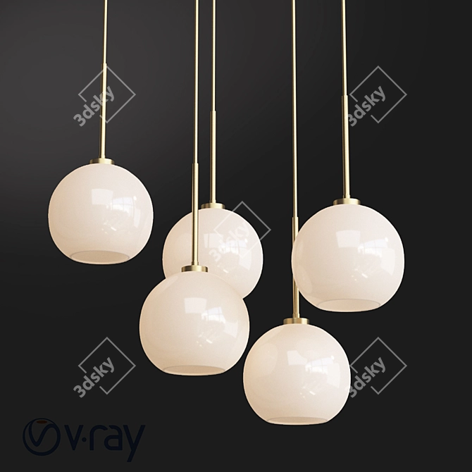 Sculptural Glass Globe Chandelier 3D model image 1