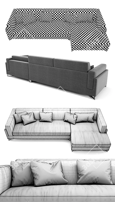 Frigerio Davis In Sofa - Modern and Spacious 3-Seater 3D model image 3