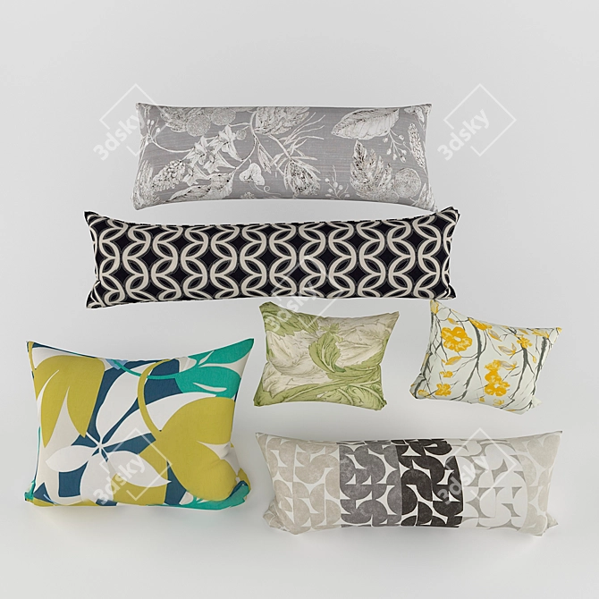 Cozy Dreams: Assorted Pillow Set 3D model image 3