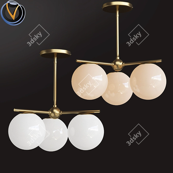 Modern Globe Brass Chandelier 3D model image 1