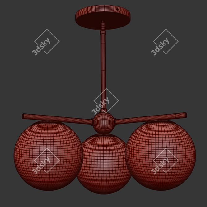 Modern Globe Brass Chandelier 3D model image 2