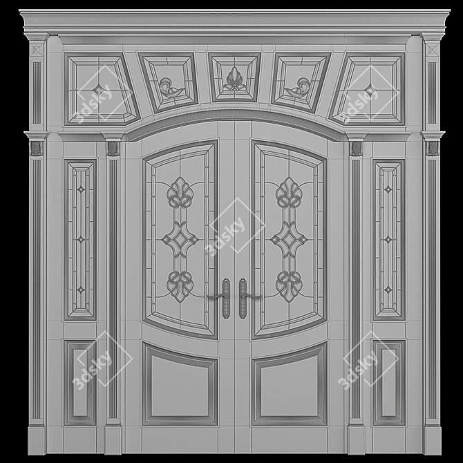 Elegant Stained-Glass Door: Artistry at Your Entrance 3D model image 3
