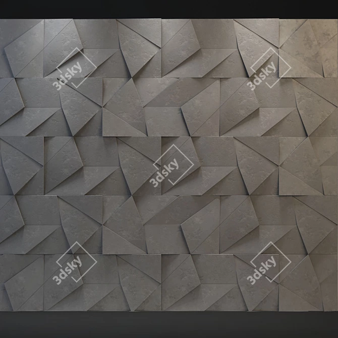 Abstract 3D Wall Panel - Concrete Gray 3D model image 2