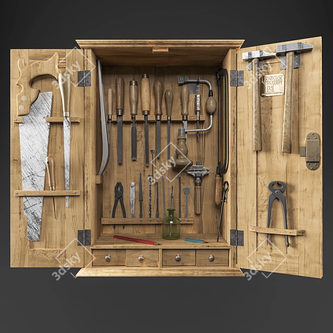 Carpenter's Cabinet: Complete Tool Set 3D model image 1