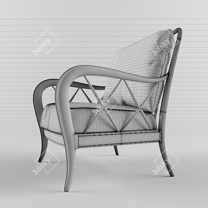 Refined Maple Framed Chair 3D model image 2