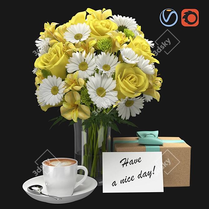 Elegant Blooming Bouquet 3D model image 1