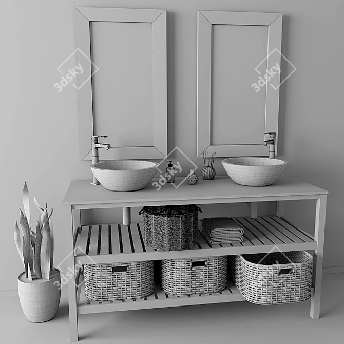 Sleek Bathroom Furniture Set 3D model image 3