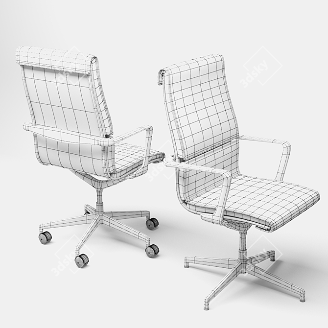 Elegant Una Chair Executive 3D model image 3