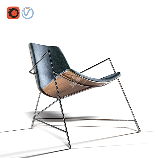 Sleek Thale Lounger by Munkii 3D model image 2