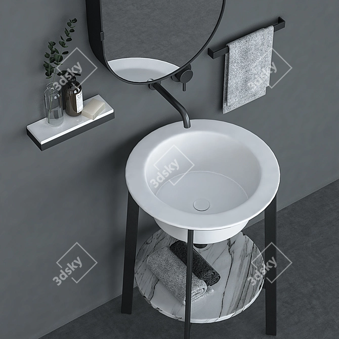 Round Decorative Wash Basin 3D model image 2