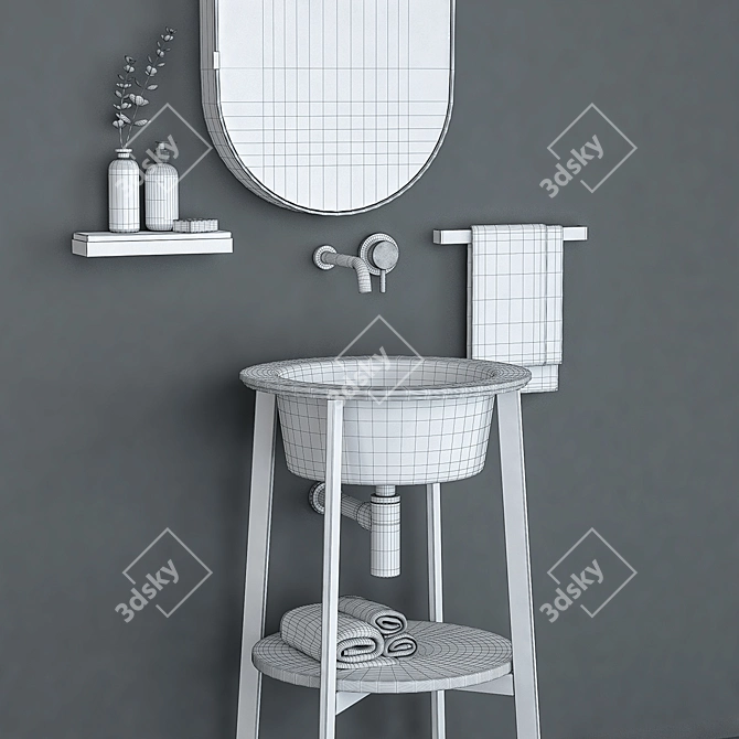 Round Decorative Wash Basin 3D model image 3