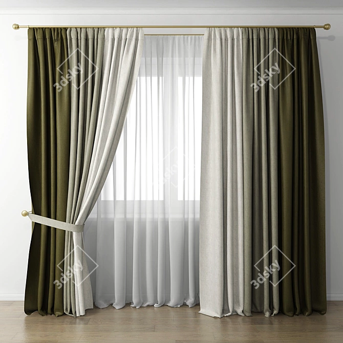 Elegant Home Curtains 3D model image 1