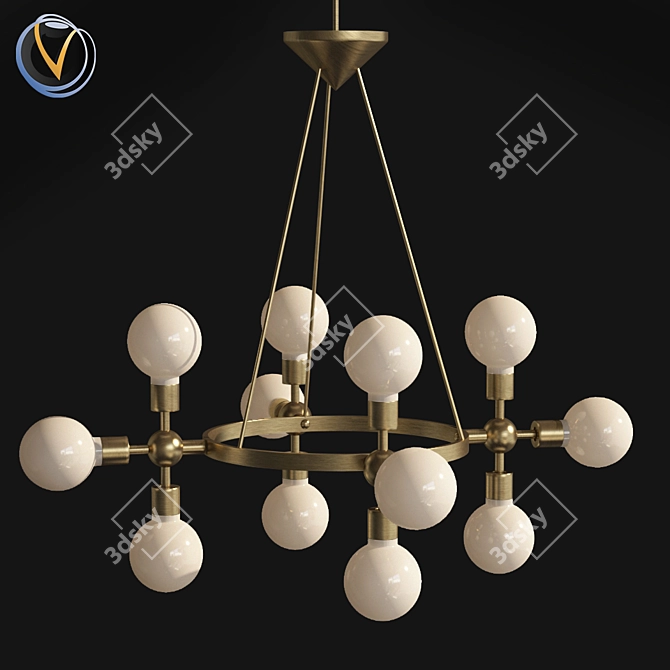 Adjustable Mid-Century Chandelier 3D model image 1