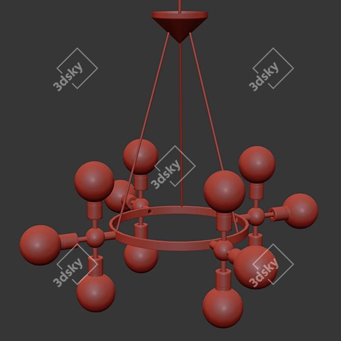 Adjustable Mid-Century Chandelier 3D model image 2