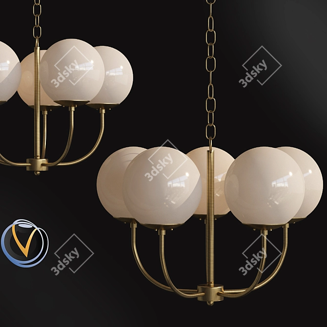 Antique Brass Oval Chandelier 3D model image 1