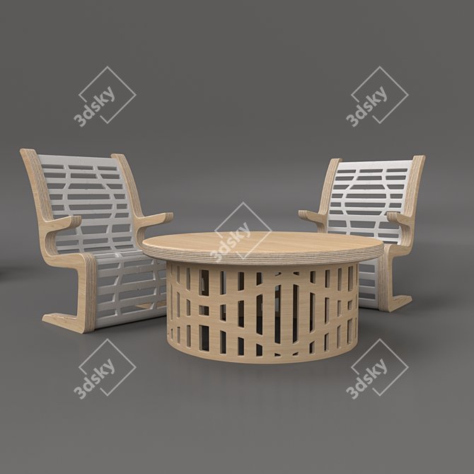 Lignum Plywood Table Chair 3D model image 1