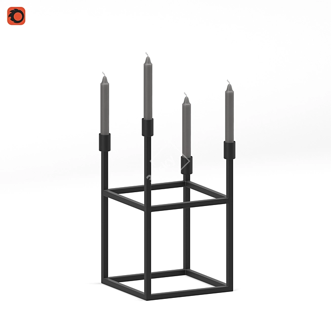 Elegant Steel Candlestick 3D model image 1