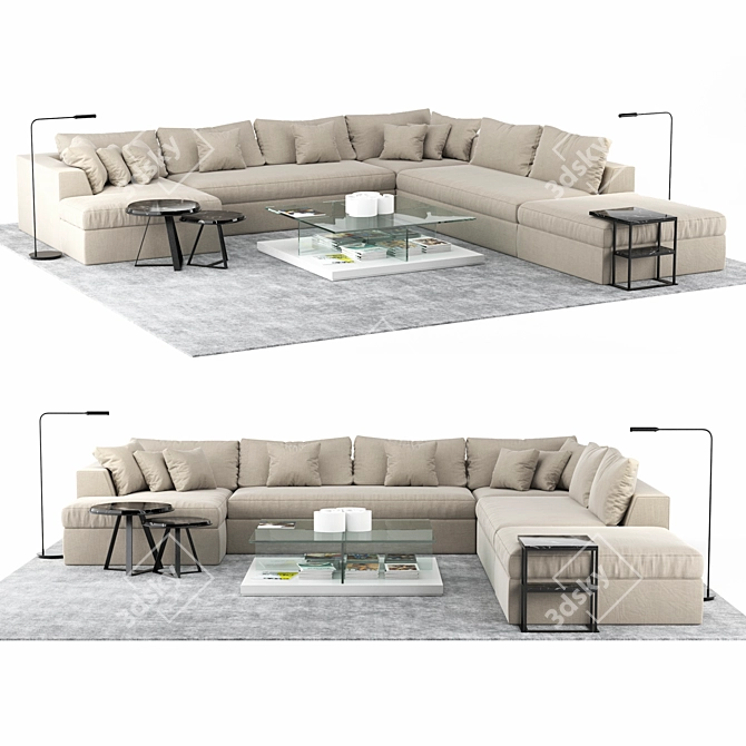 Modern Modular Sofa: Meridiani Louis 3D model image 1