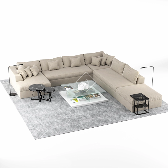 Modern Modular Sofa: Meridiani Louis 3D model image 2