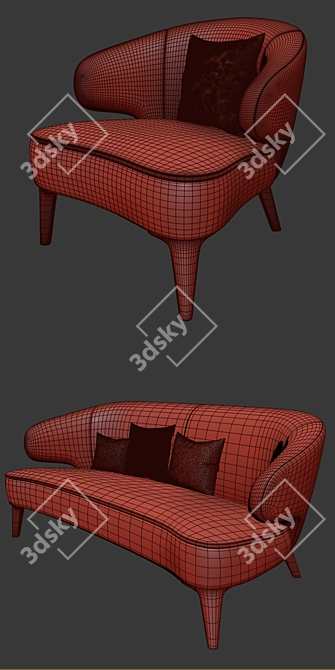 Elegant Minotti Aston Sofa & Chair Set 3D model image 3