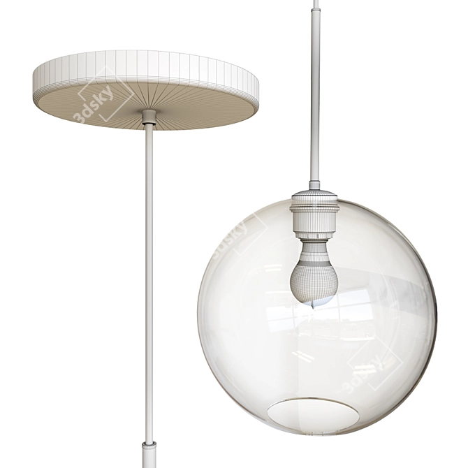 Sleek Glass Pendant Lighting 3D model image 3