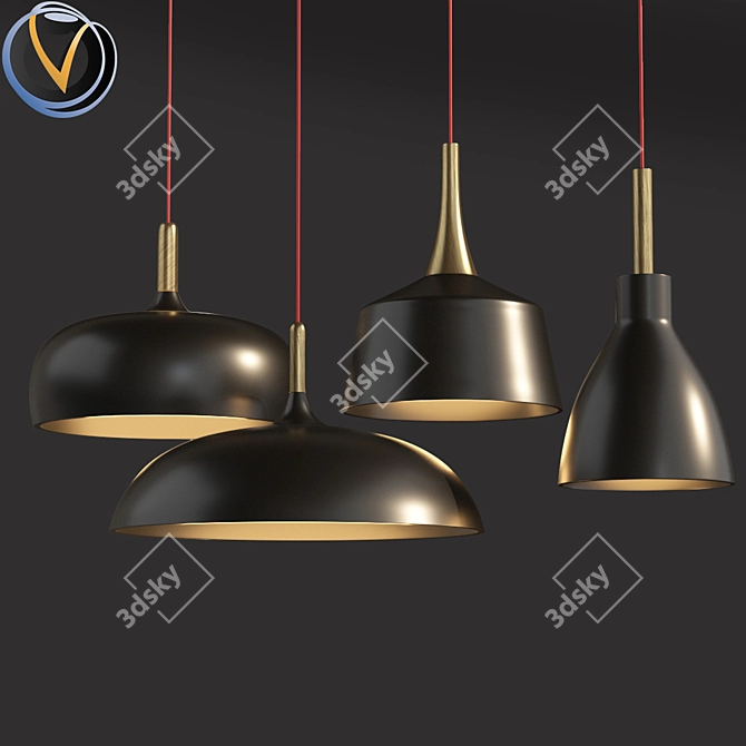 Sleek Modern Hanging Light 3D model image 1