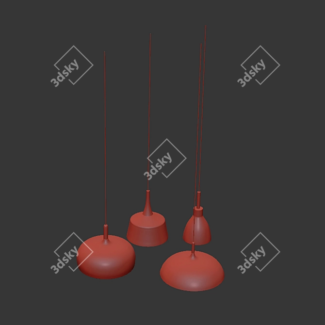 Sleek Modern Hanging Light 3D model image 2