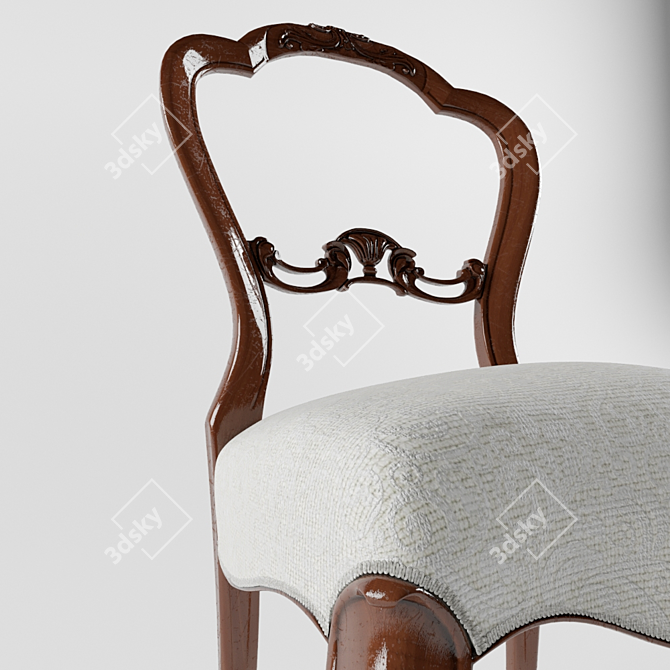 Elegant Victorian Afzelia Dining Chair 3D model image 2