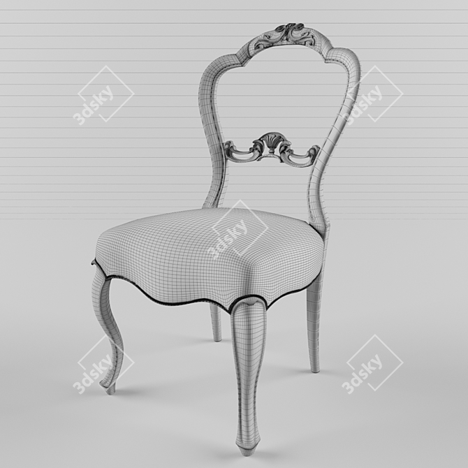 Elegant Victorian Afzelia Dining Chair 3D model image 3