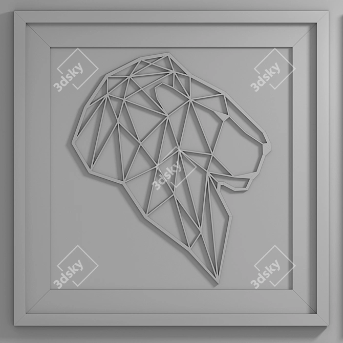 Polygonal Lion Head Frame - 65x65 cm 3D model image 2