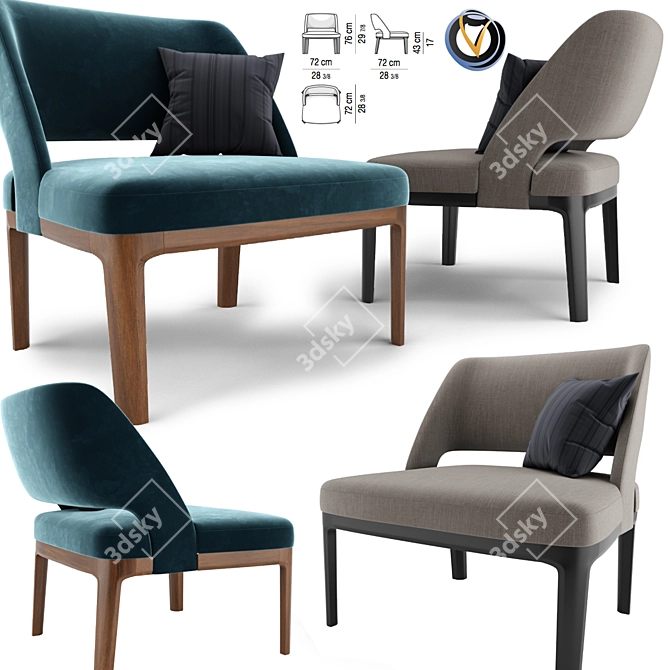 Sophisticated Minotti Owens Armchair 3D model image 1