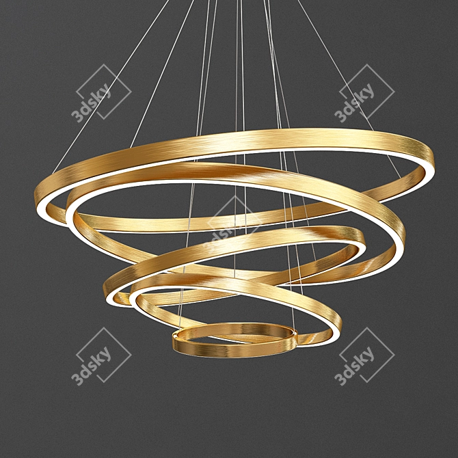 Contemporary Gold LED Pendant Lights 3D model image 1