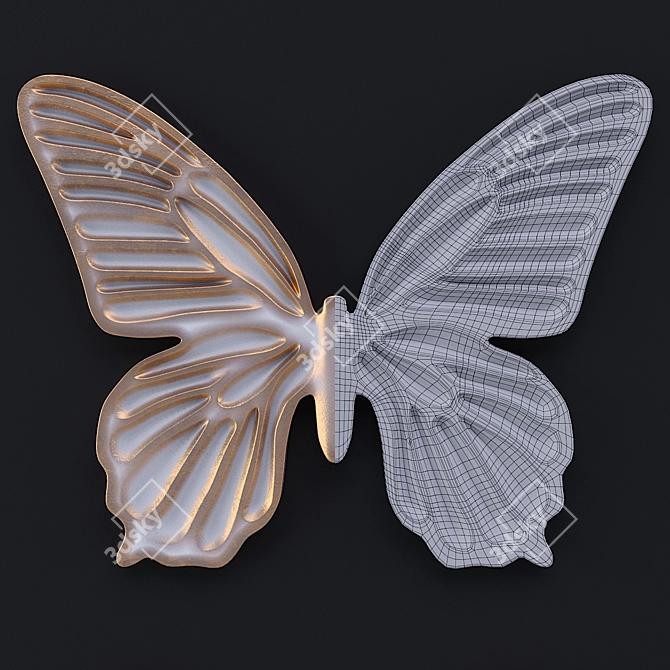 Elegant Fluttering Butterflies Metal Wall Decor 3D model image 3