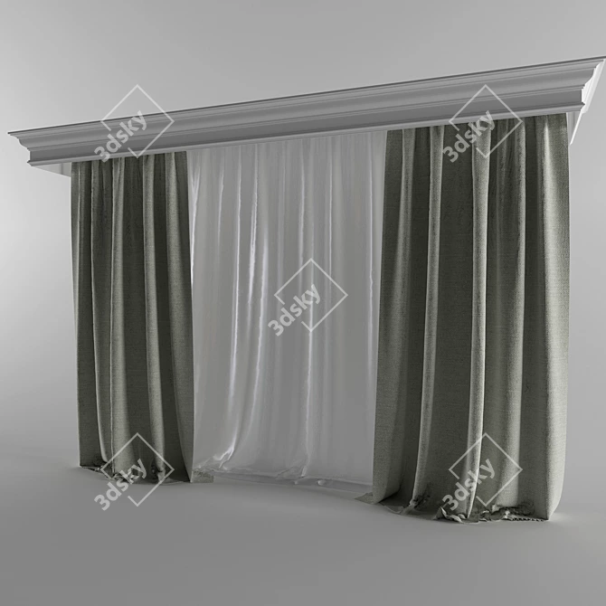 Linen Cornice & Curtains: Orac Decor 3D model image 1