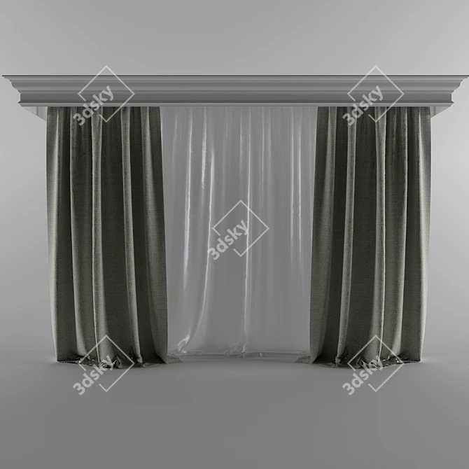 Linen Cornice & Curtains: Orac Decor 3D model image 2