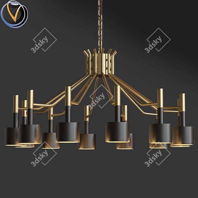 Modern Multi-Head Chandelier 3D model image 1