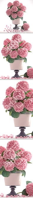 Romantic Pink Hydrangea Bouquet 3D model image 2