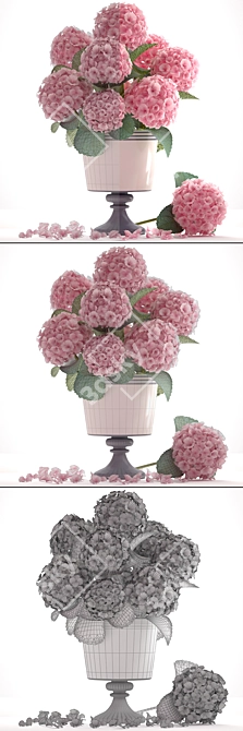 Romantic Pink Hydrangea Bouquet 3D model image 3