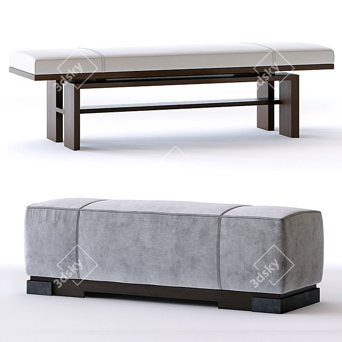Stellar Bench and Ottoman: Elevated Seating Solution 3D model image 1
