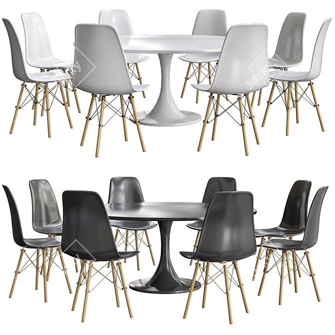 Elegant Eames Designer Chairs 3D model image 1