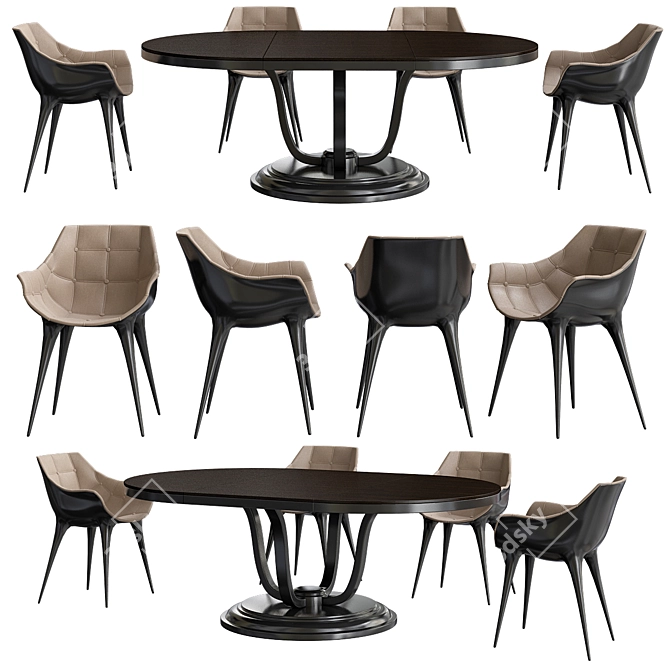 Elegant Zize Zink Dining Set 3D model image 1