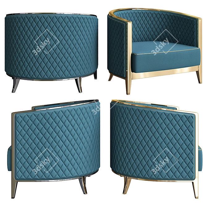 Modern Velvet Armchair - Bluemoon 3D model image 1