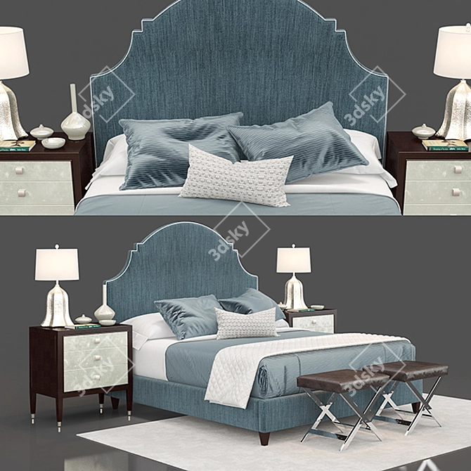 Elegant Lindsey Upholstered Bed 3D model image 1