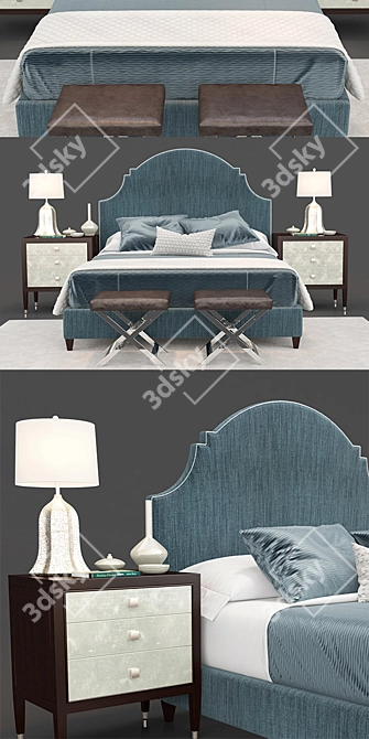 Elegant Lindsey Upholstered Bed 3D model image 2