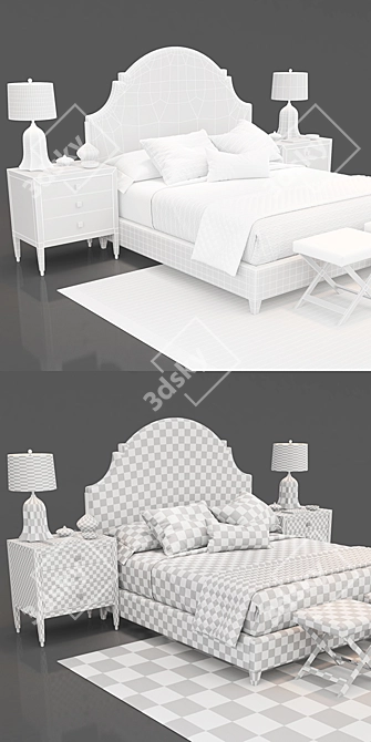 Elegant Lindsey Upholstered Bed 3D model image 3