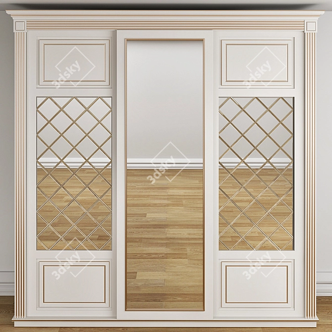 Elegant Neoclassic Sliding Wardrobes 3D model image 1