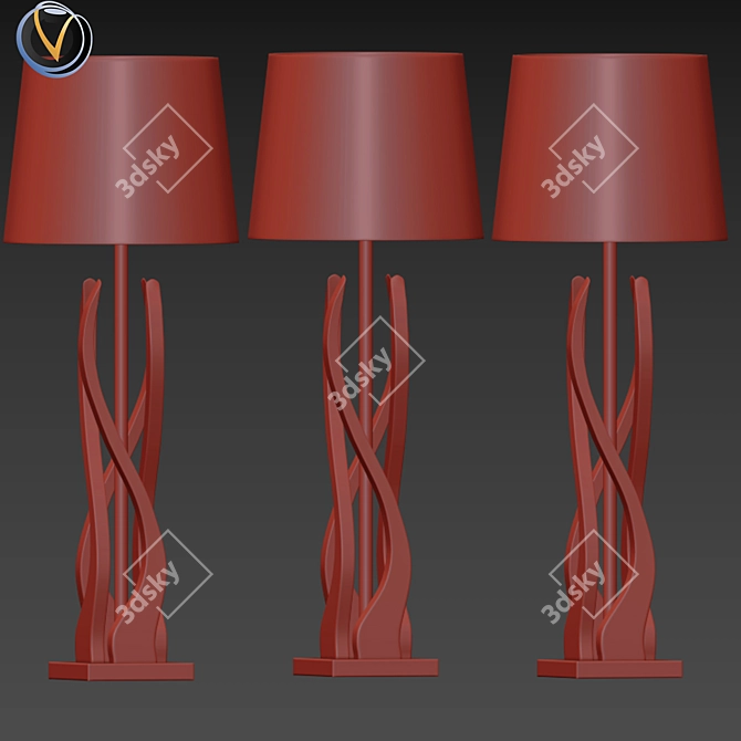 Vintage-Inspired Mid Century Table Lamp 3D model image 2