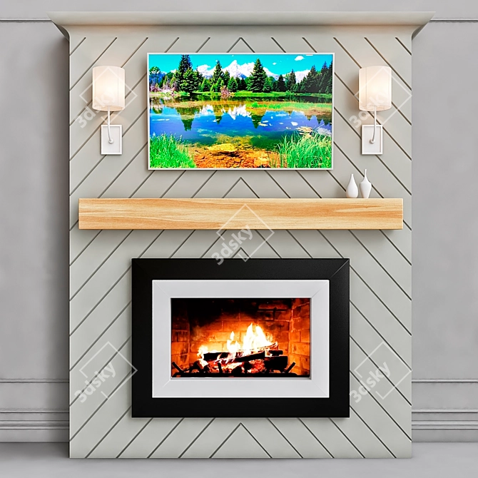 Elegant Fire Magic: Fireplace #3 3D model image 1