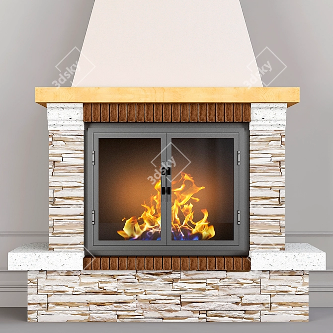 Cozy Warmth: Classic Fireplace 3D model image 1